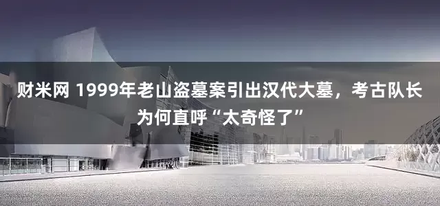 财米网 1999年老山盗墓案引出汉代大墓，考古队长为何直呼“太奇怪了”
