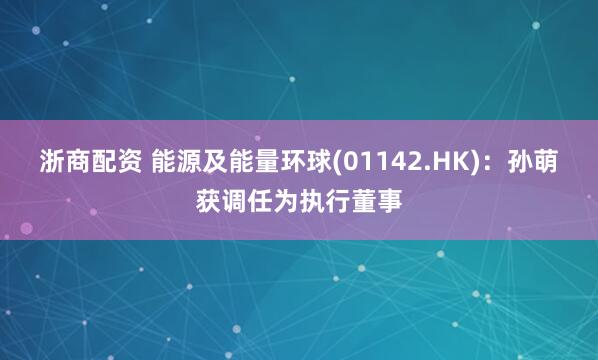 浙商配资 能源及能量环球(01142.HK)：孙萌获调任为执行董事